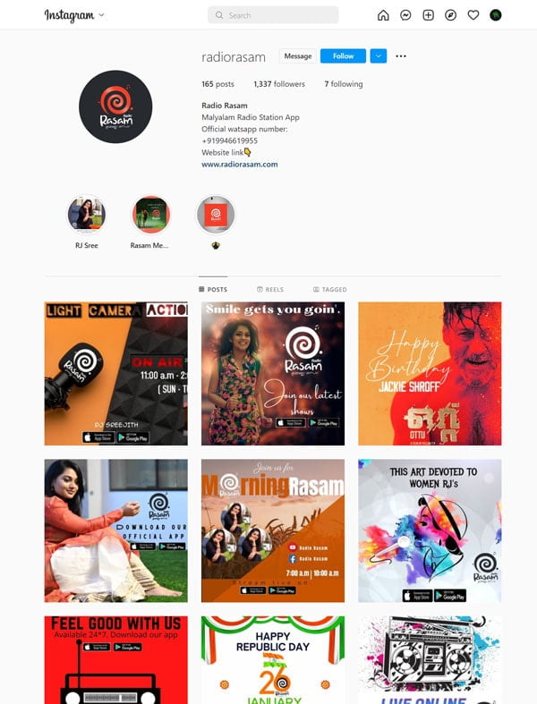 Radio Rasam instagram page